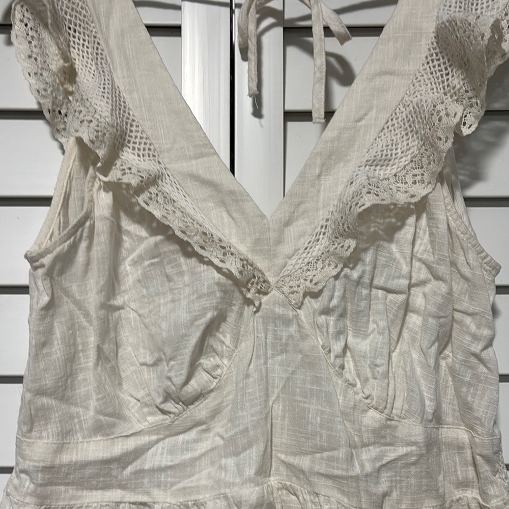 Old Navy Ivory Lace Trim Blouse - Picture 2 of 3